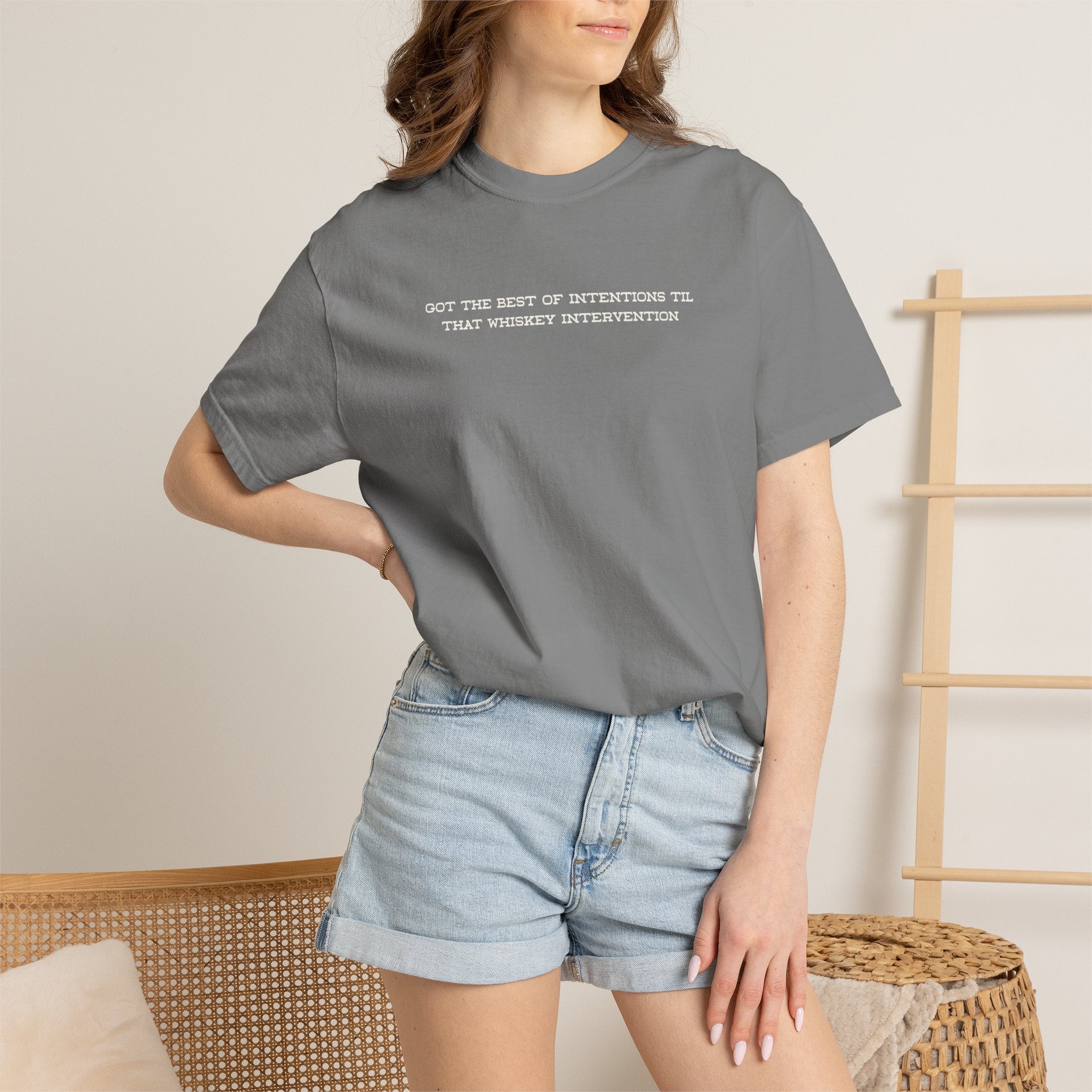 T-Shirt — 'Got the Best of Intentions Til That Wrongest Interruption' Minimal Graphic Tee