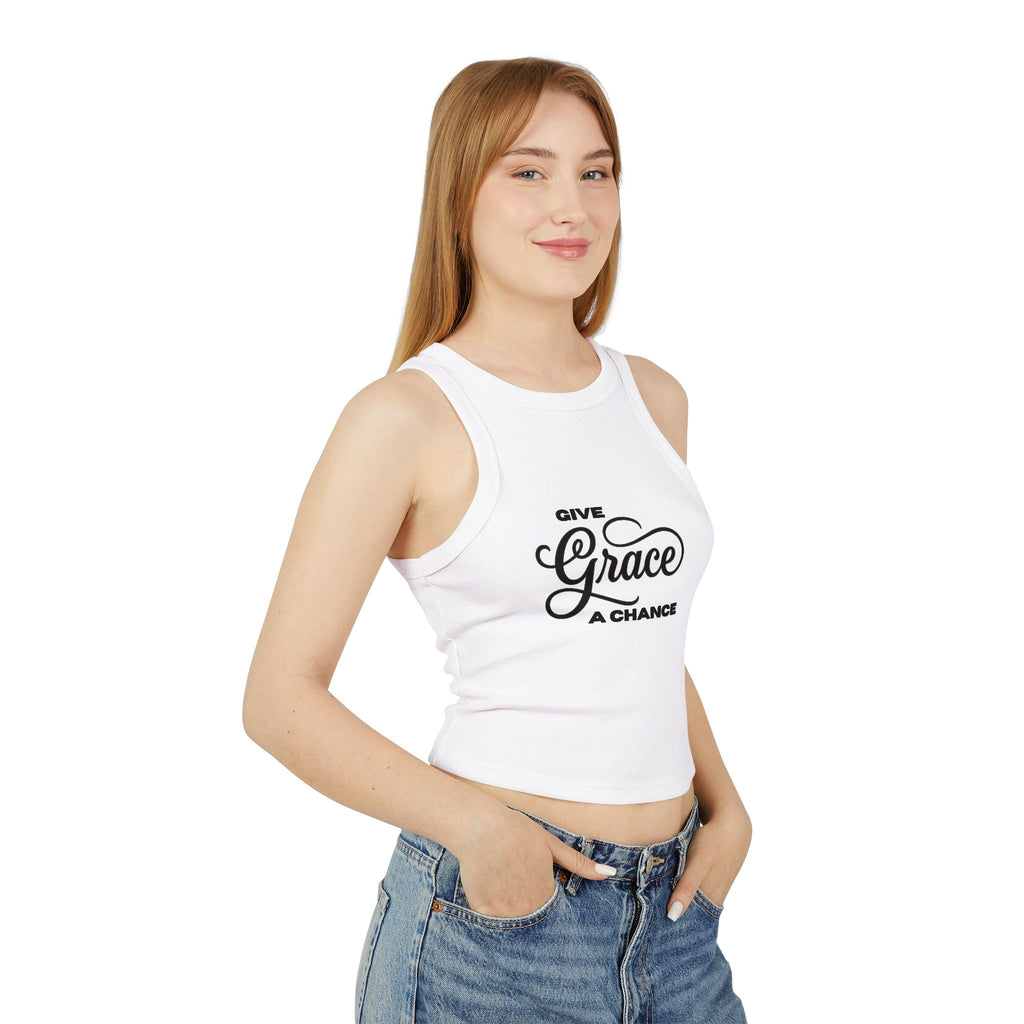 "Give Grace a Chance" Graphic Racer Tank