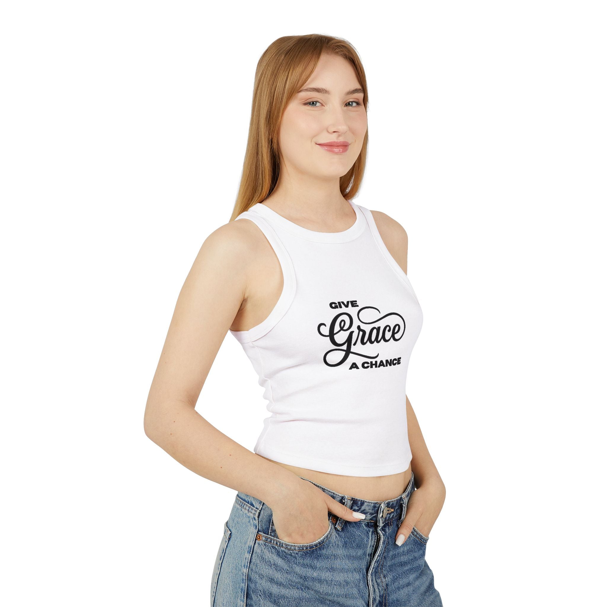 "Give Grace a Chance" Graphic Racer Tank