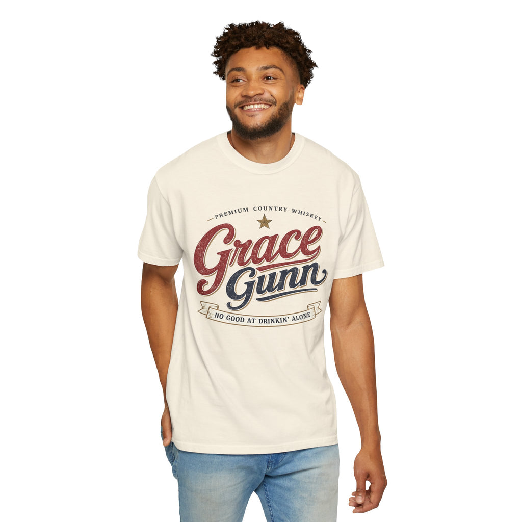 Grace Gunn Vintage Country Whiskey T-Shirt – 'No Good at Drinkin' Alone' Graphic Tee