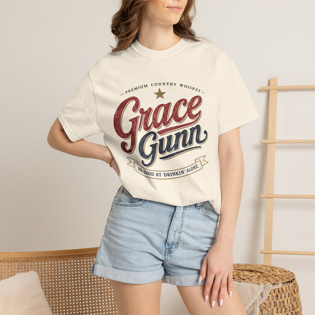 Grace Gunn Vintage Country Whiskey T-Shirt – 'No Good at Drinkin' Alone' Graphic Tee