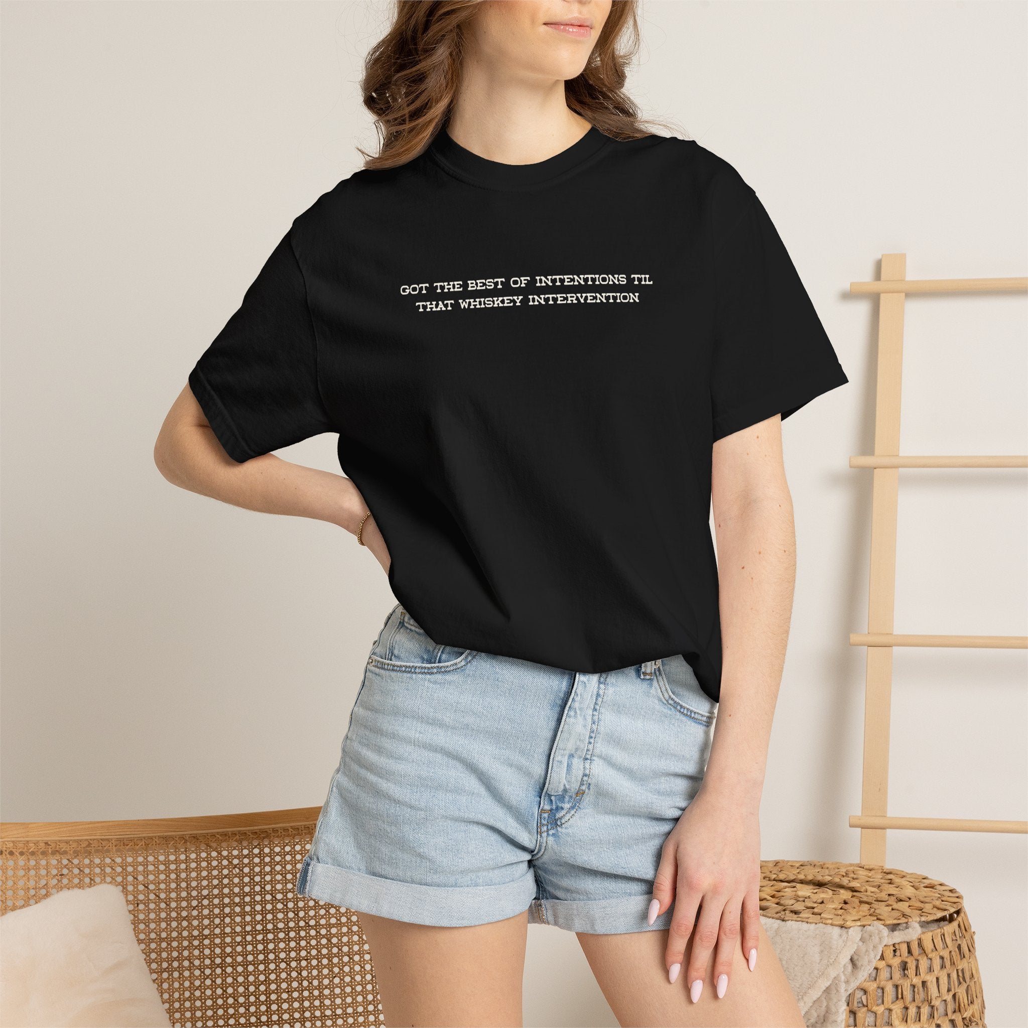 T-Shirt — 'Got the Best of Intentions Til That Wrongest Interruption' Minimal Graphic Tee