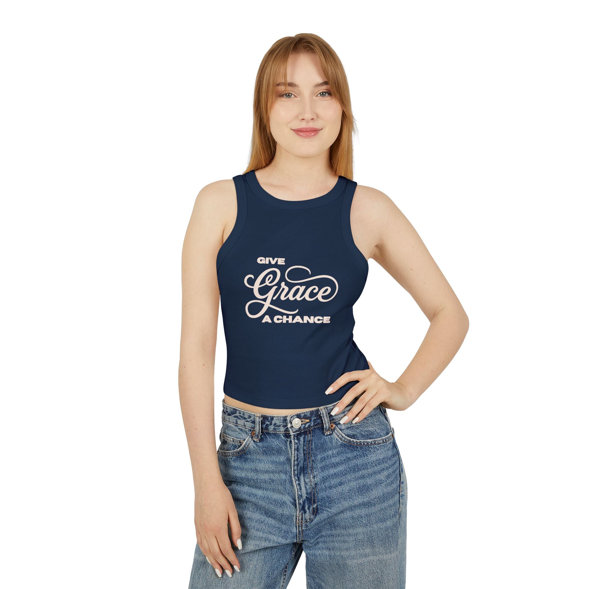 "Give Grace a Chance" Graphic Racer Tank
