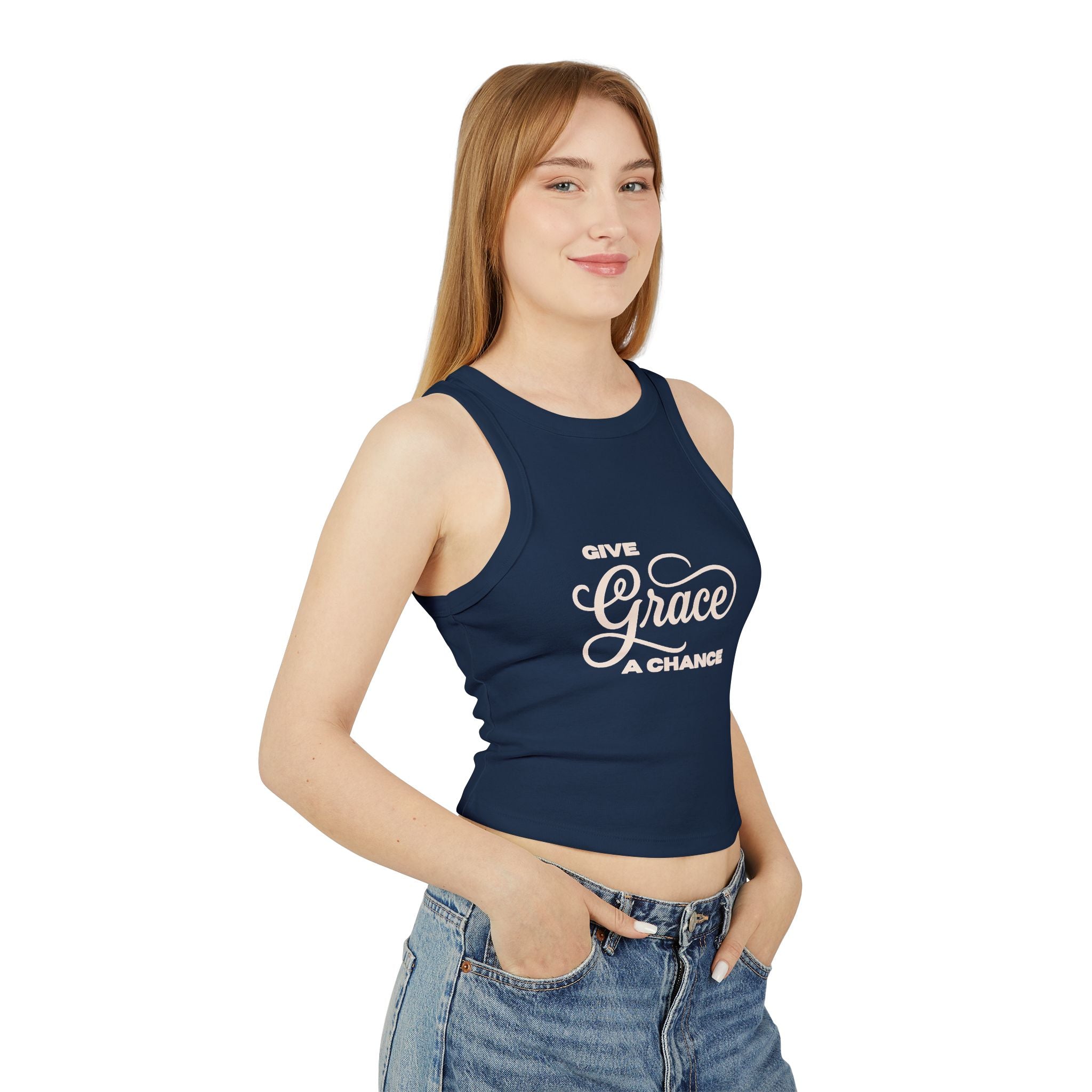 "Give Grace a Chance" Graphic Racer Tank