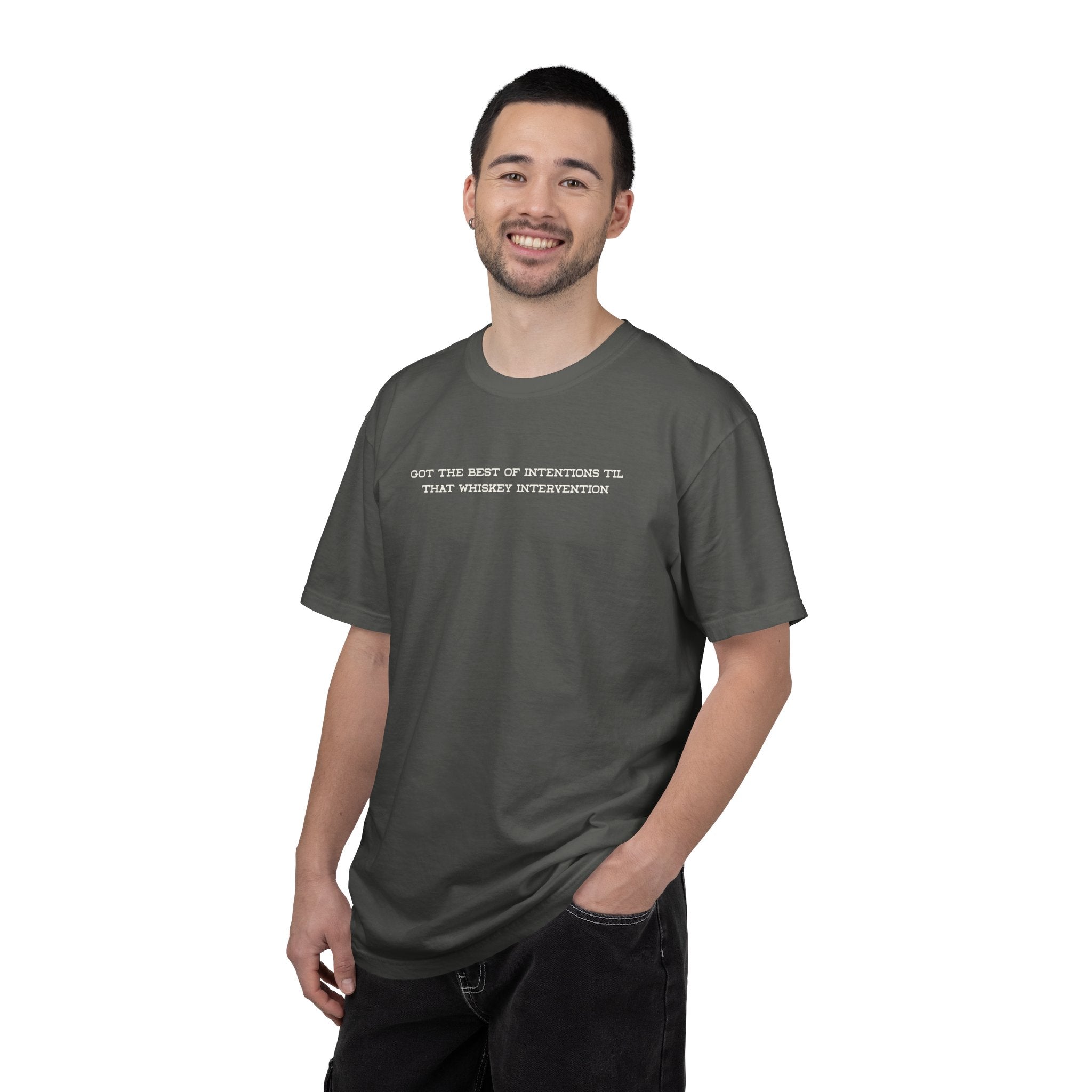 T-Shirt — 'Got the Best of Intentions Til That Wrongest Interruption' Minimal Graphic Tee