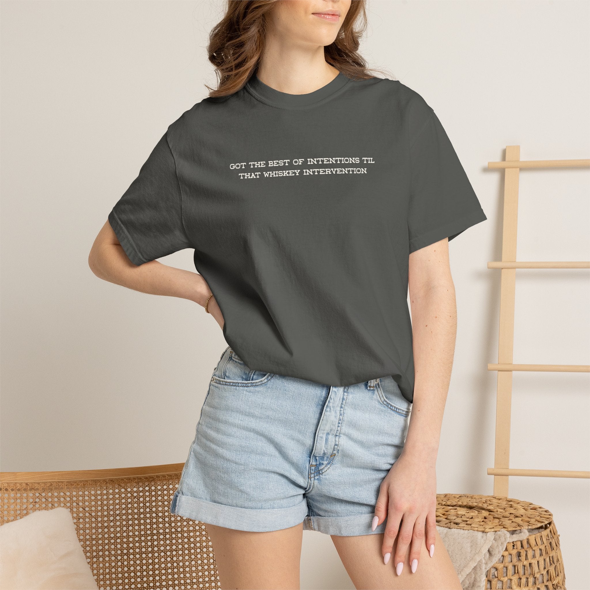 T-Shirt — 'Got the Best of Intentions Til That Wrongest Interruption' Minimal Graphic Tee