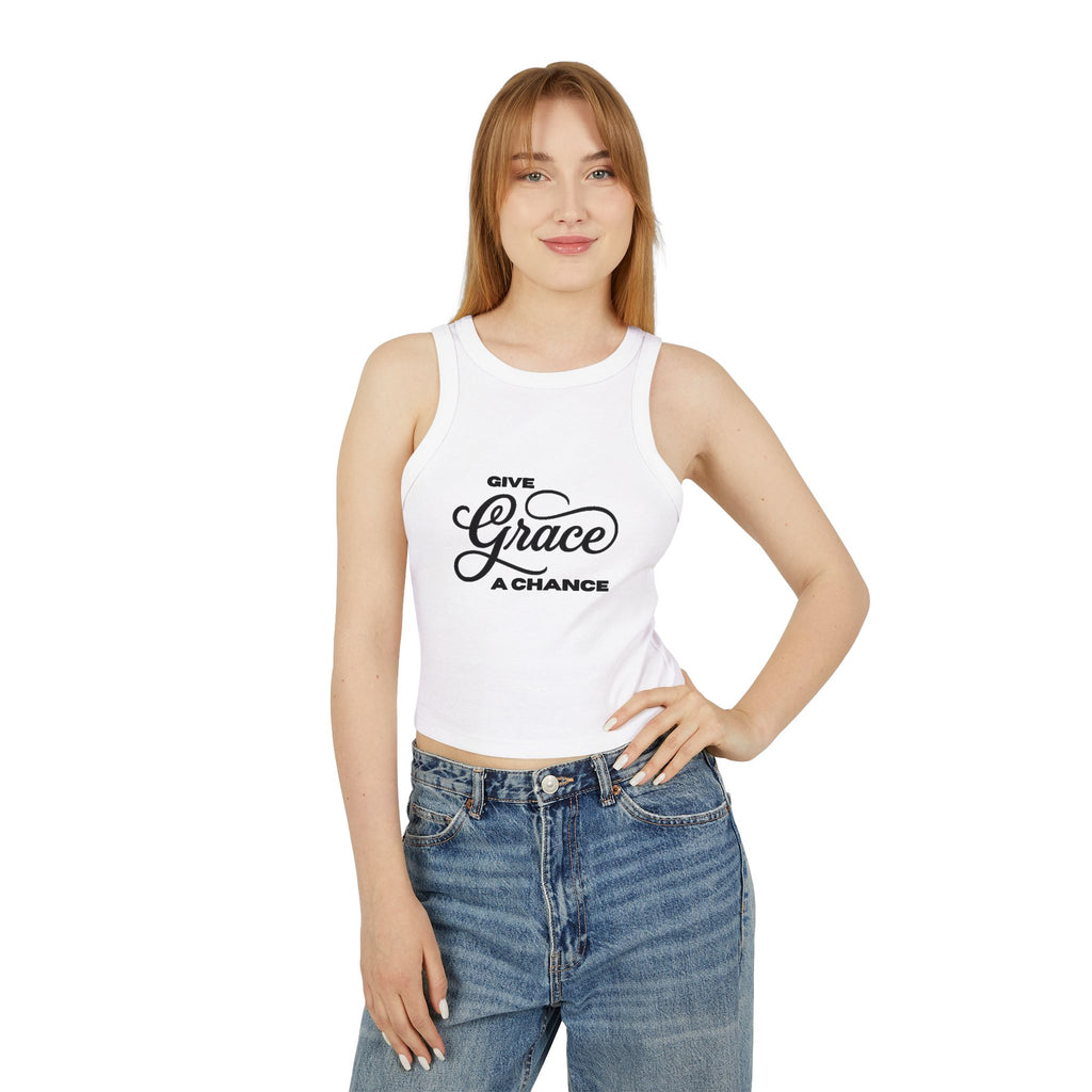 "Give Grace a Chance" Graphic Racer Tank