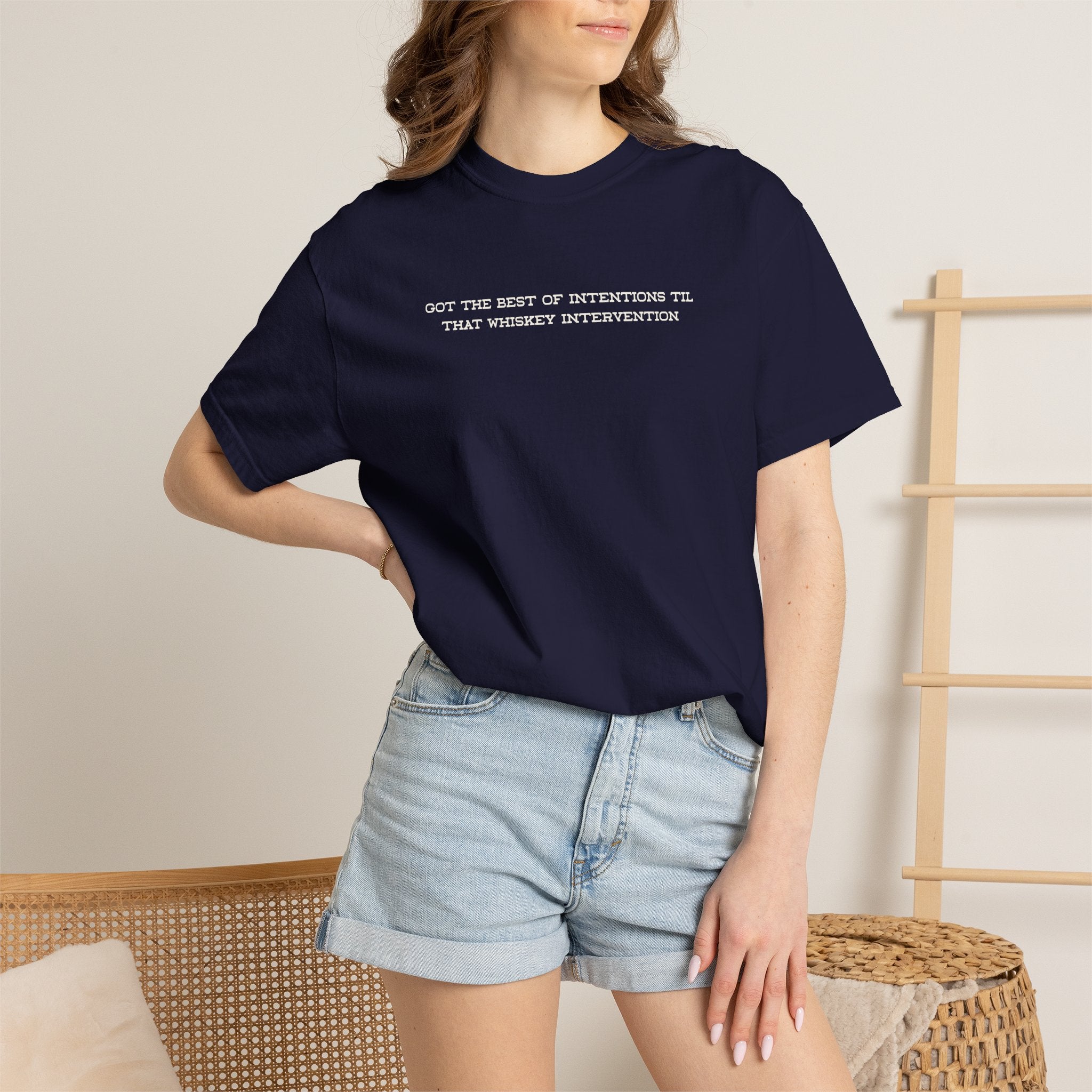 T-Shirt — 'Got the Best of Intentions Til That Wrongest Interruption' Minimal Graphic Tee
